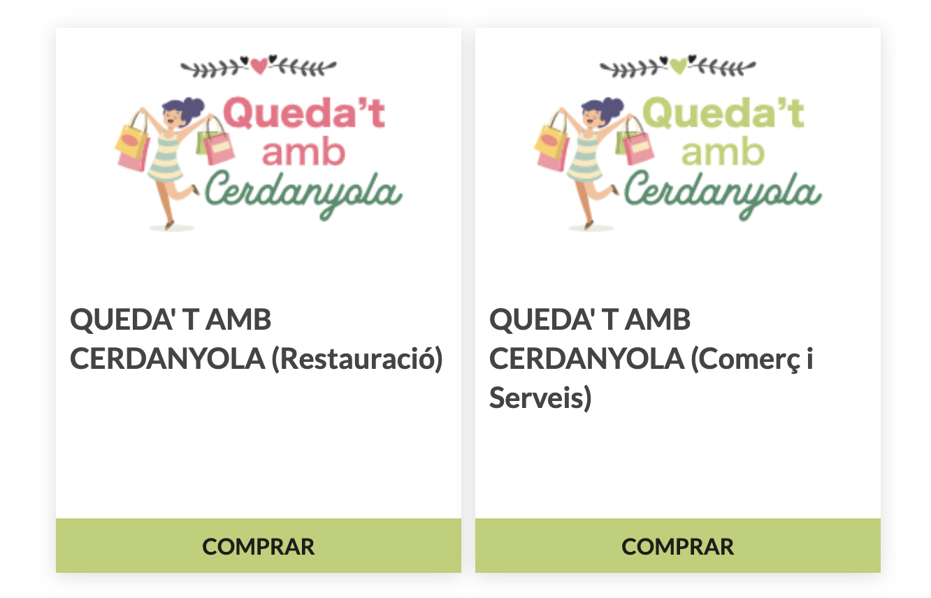 La pàgina web de la campanya deixa escollir entre vals per a restauració i per a comerç i serveis. 