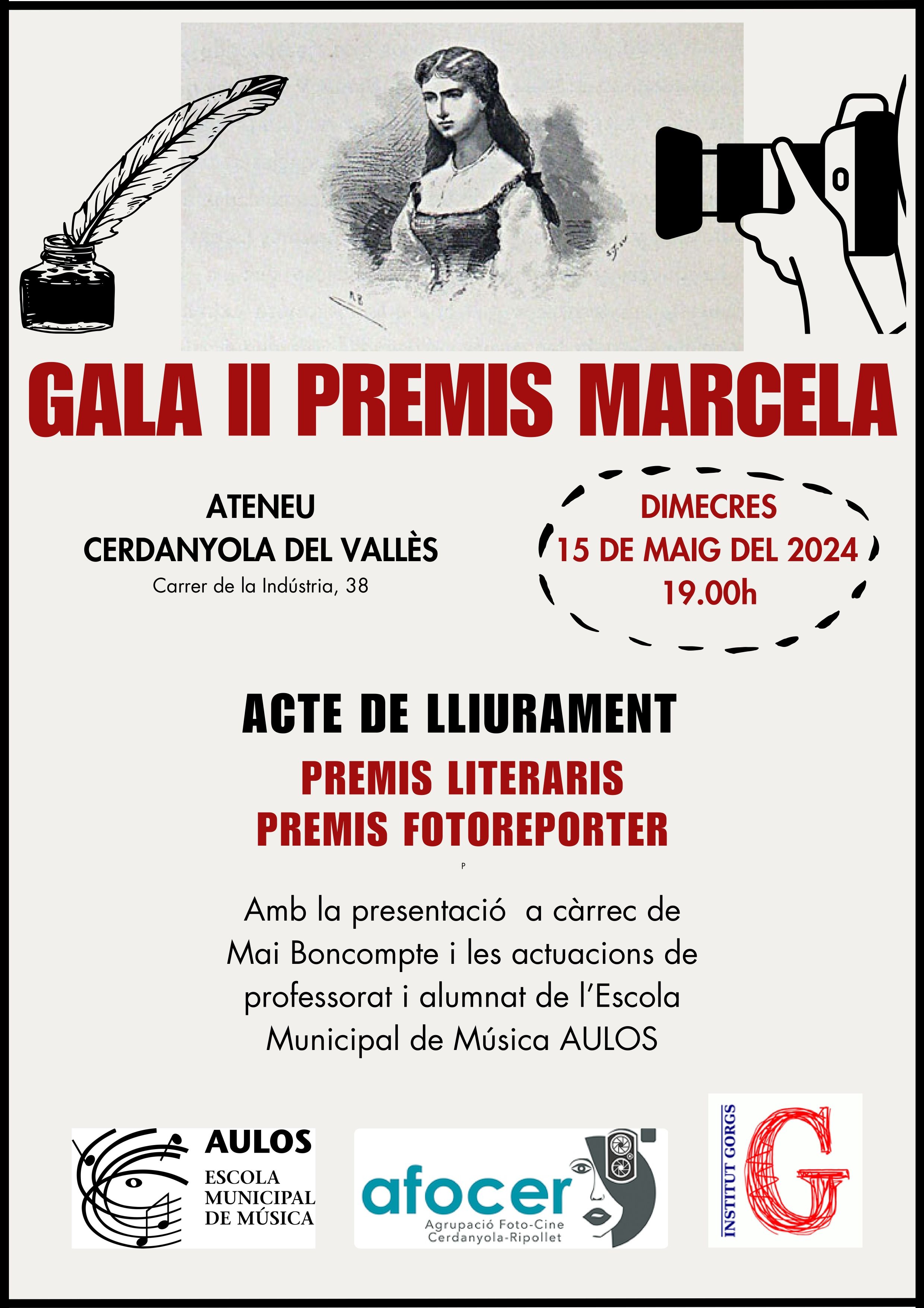 Cartell de la Gala II Premis Marcela. FOTO: Cedida