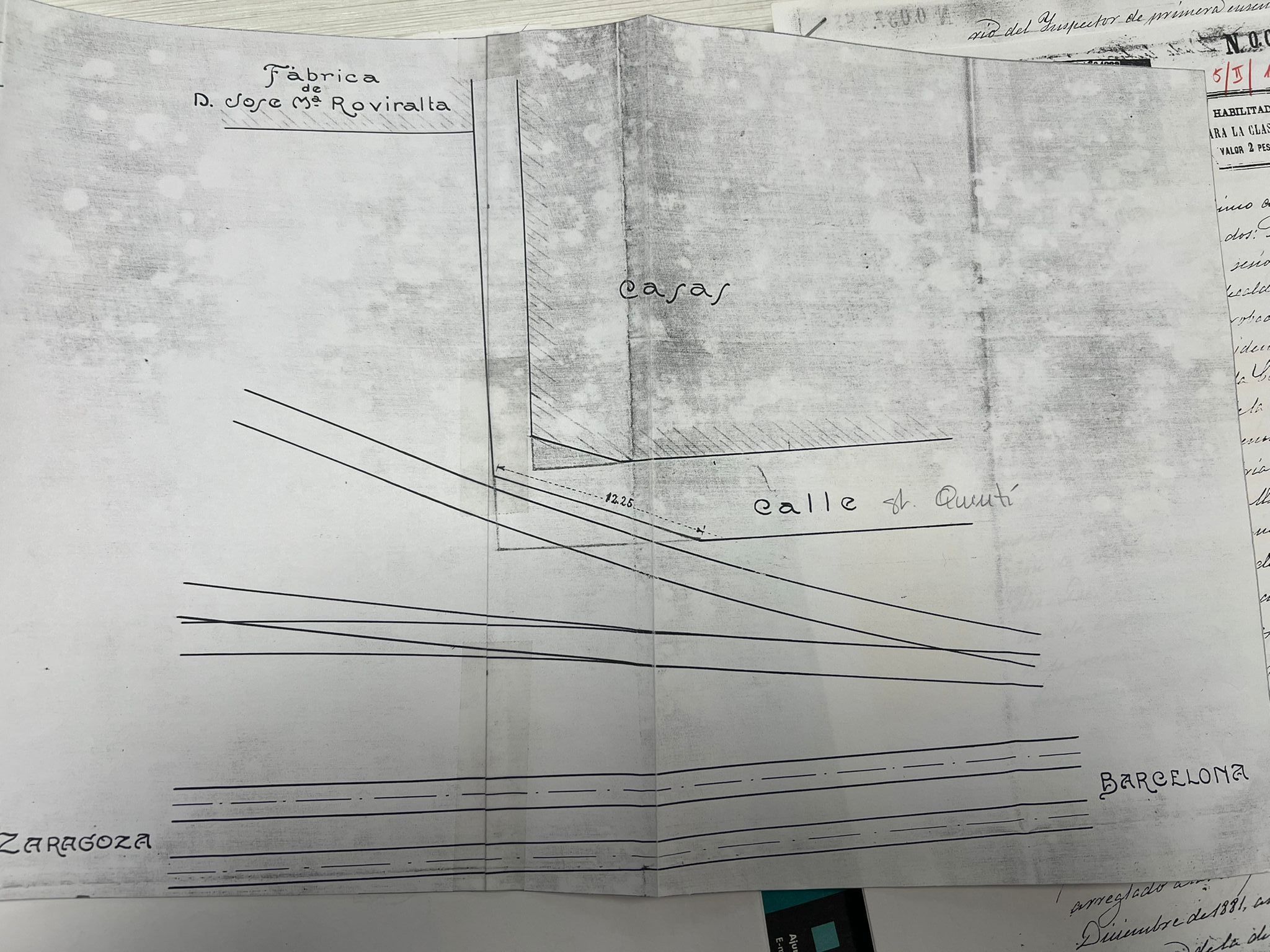 Plànol de la construcció de la tercera via de la Uralita | Cedit per Jordi Garsaball